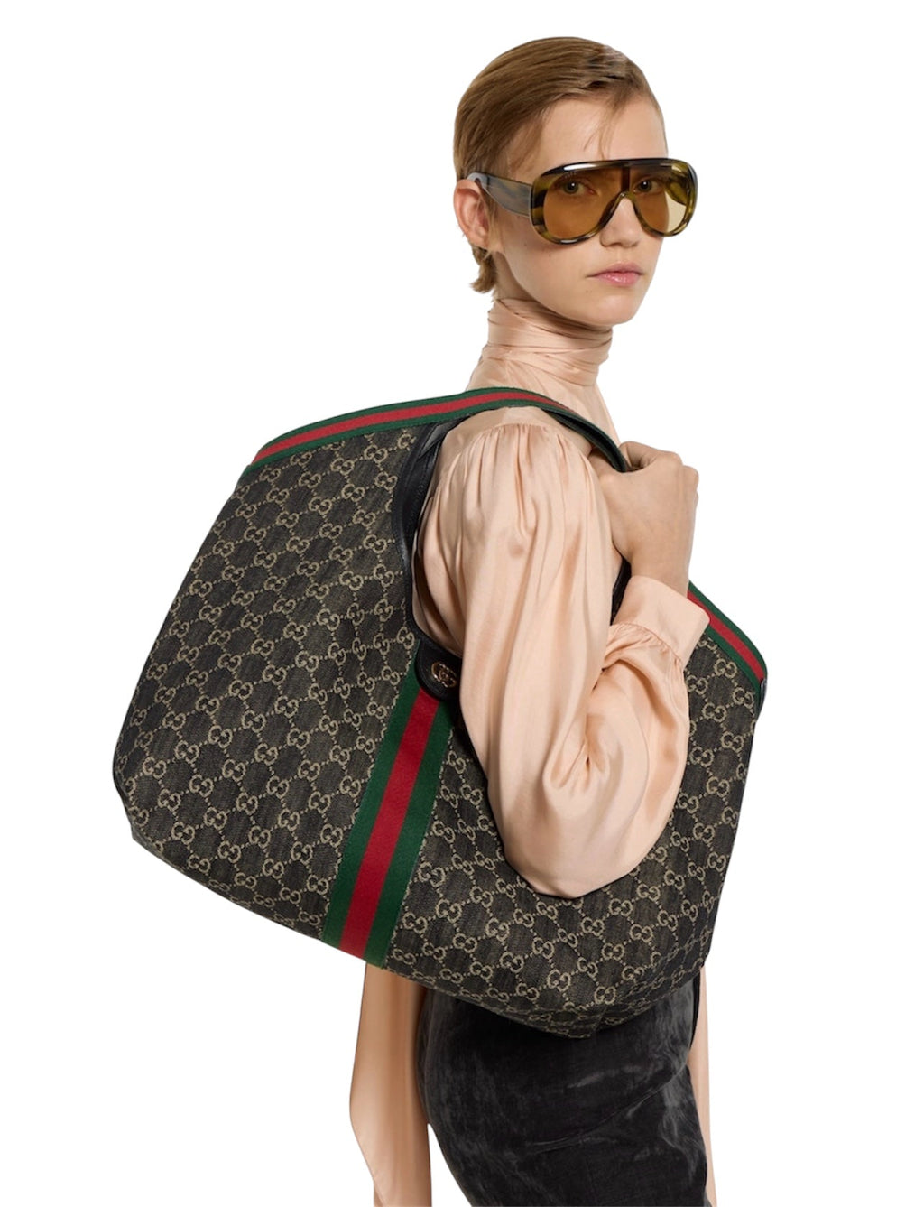 Gucci Giglio Tote - Black GG Denim