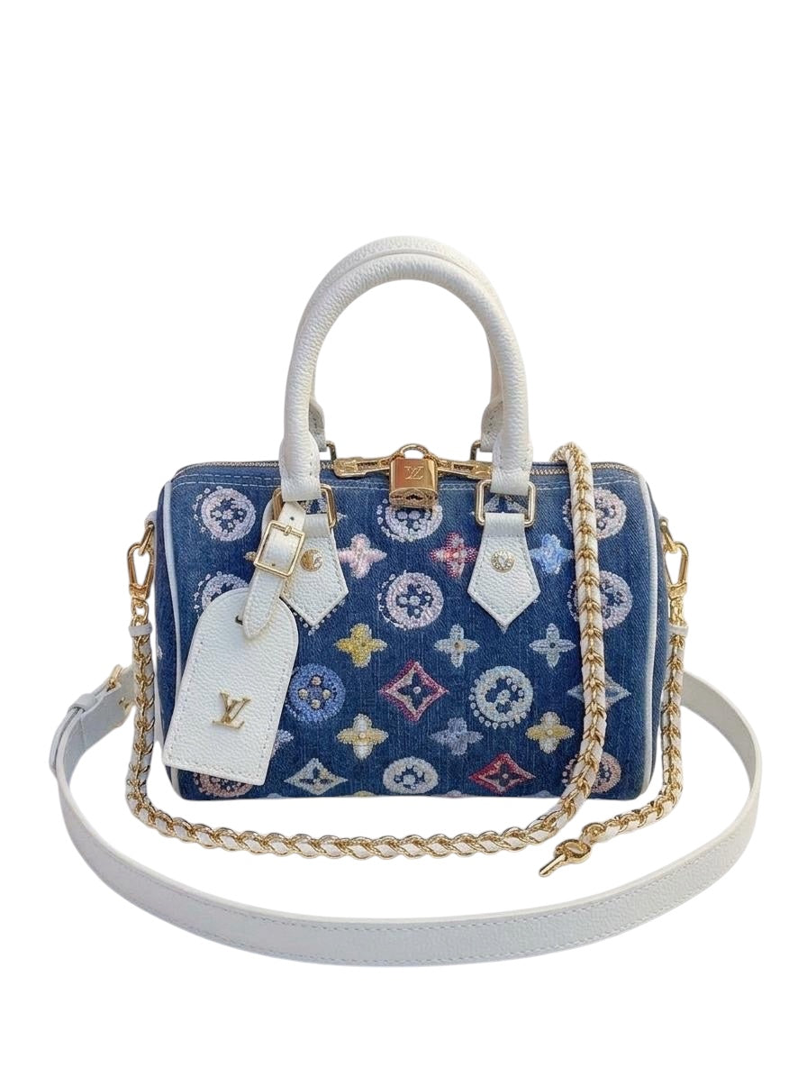 LV Nano Speedy - Multicolor Embroidered Blue