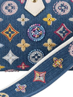 LV Nano Speedy Multicolor Embroidered Blue