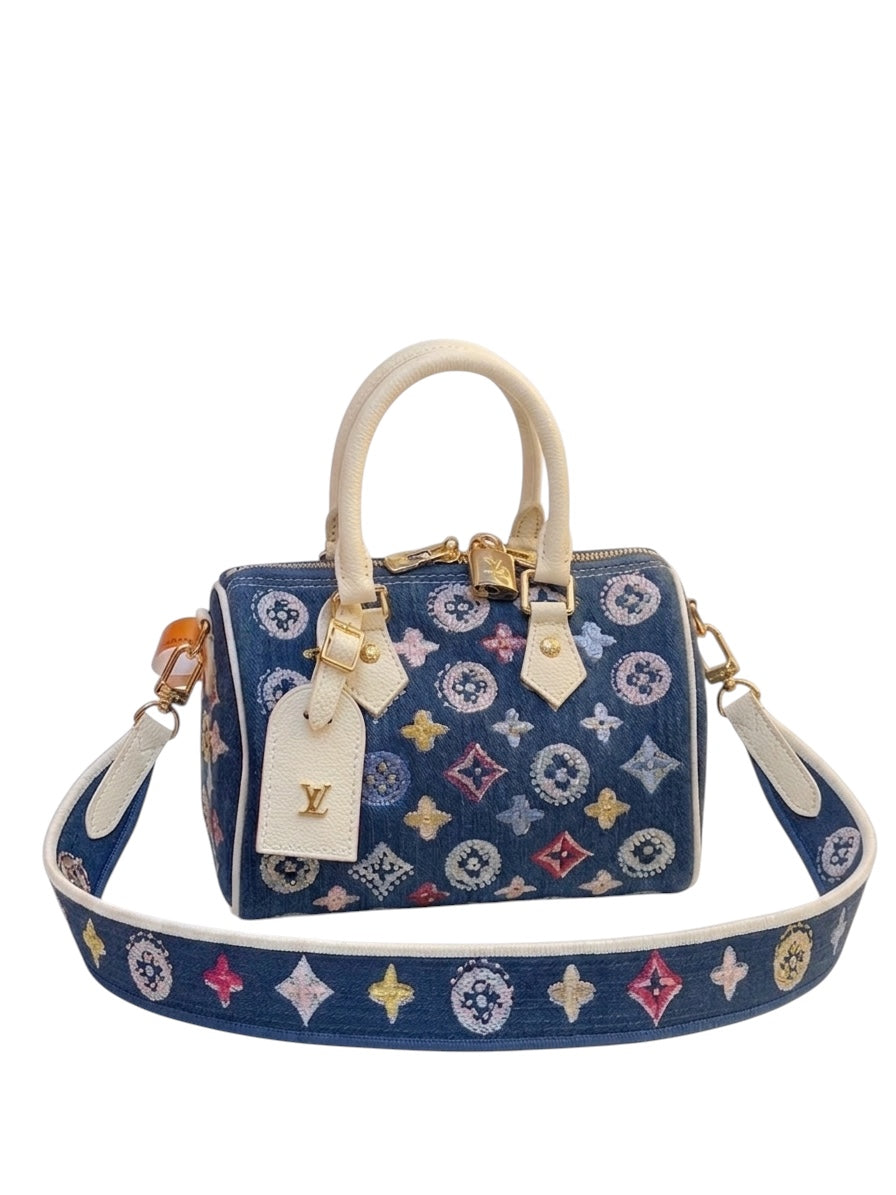 LV Nano Speedy - Multicolor Embroidered Blue
