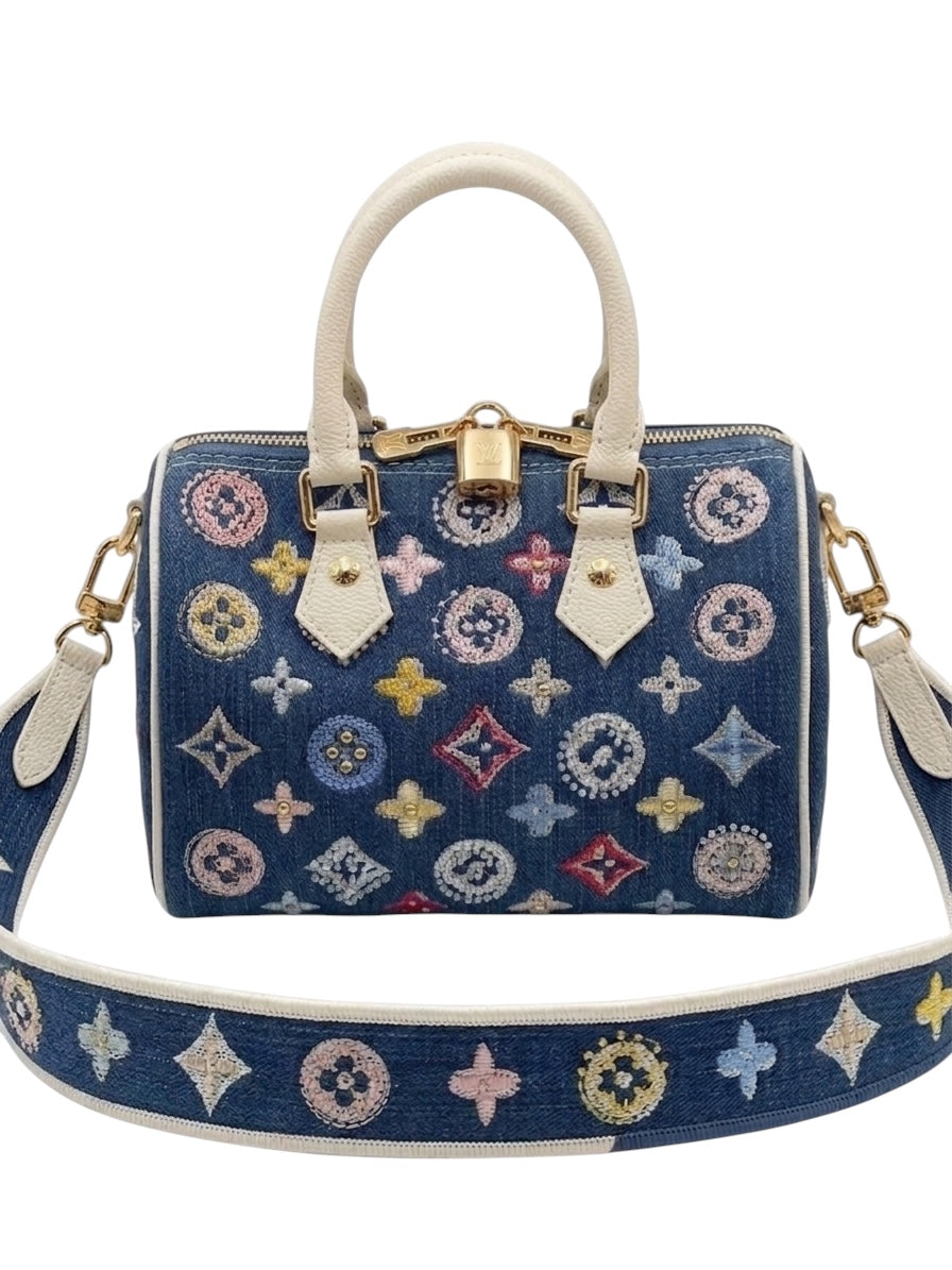 LV Nano Speedy - Multicolor Embroidered Blue