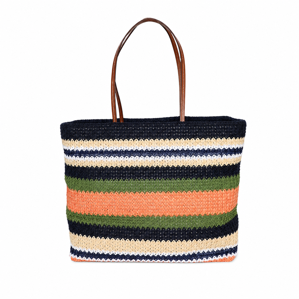 Miu Miu Woven Fabric Tote - Blue and Ivy