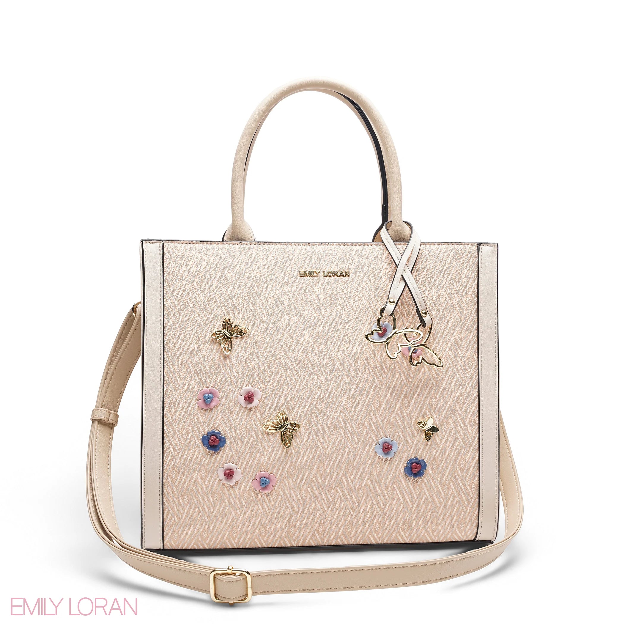 Emily Loran Square Tote Floral - Large Peach