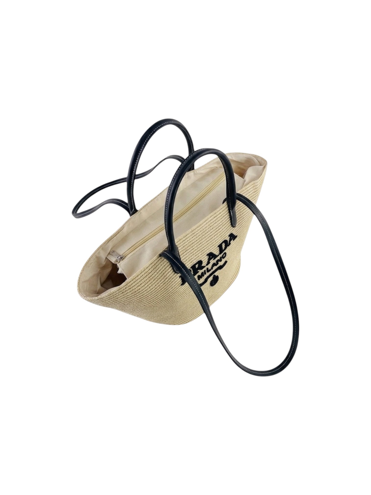 Prada Raffia and Leather Tote