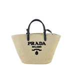 Prada Raffia and Leather Tote
