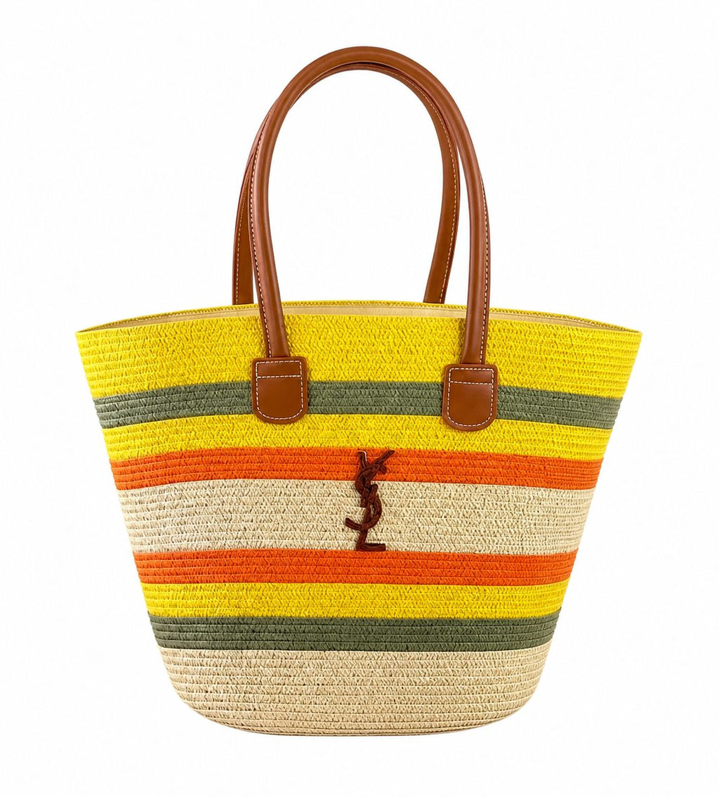 Saint Laurent Panier Raffia Tote - Multicolor