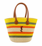 Saint Laurent Panier Raffia Tote - Multicolor