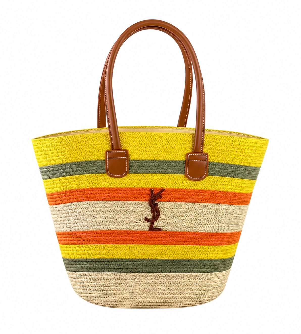 Saint Laurent Panier Raffia Tote - Multicolor