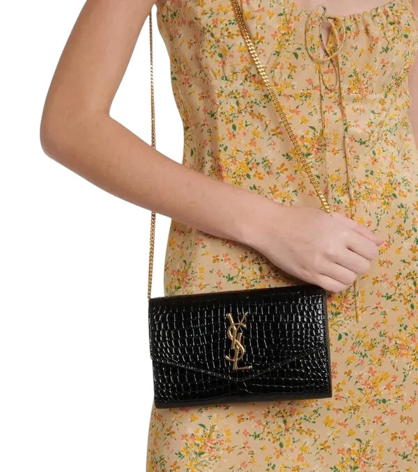 Saint Laurent Uptown Croc-Effect Shoulder Bag